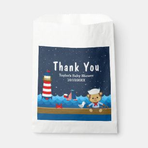 Sachets En Papier Baby shower rouge Merci de singe Nautique