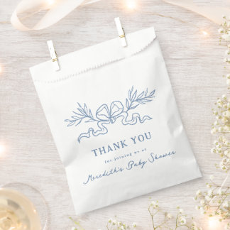 Sachets En Papier Baby Shower Ruban Botanique Bleu