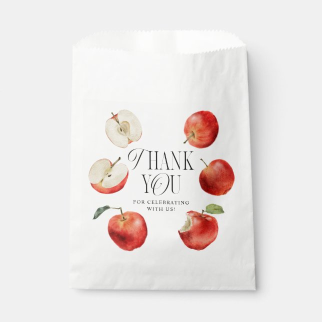 Sachets En Papier Baby shower rustique des pommes rouges (Devant)