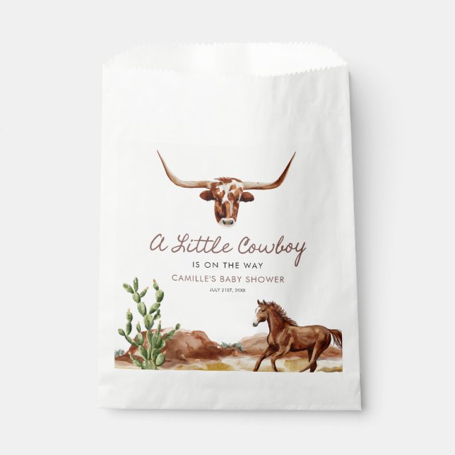 Sachets En Papier Baby shower rustique Western Cowboy (Devant)