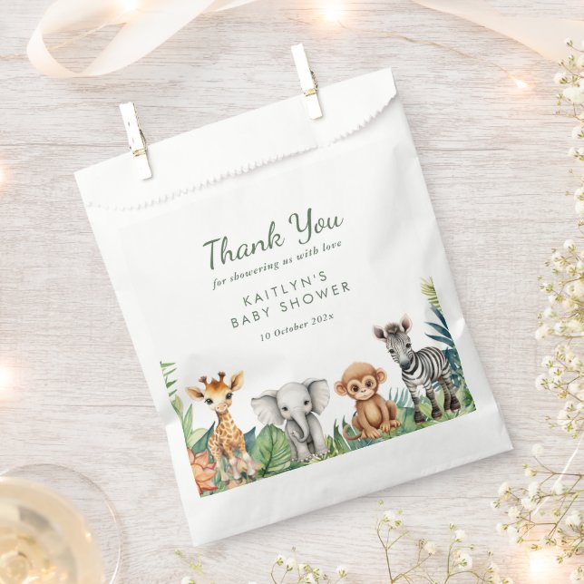 Sachets En Papier Baby shower Safari Wild One Jungle (Coupé)