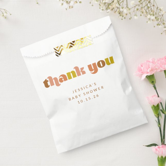 Sachets En Papier Baby shower super en terre cuite Retro personnalis (Scellé)