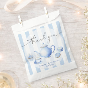 Sachets En Papier Baby Shower Tea Party Bleu Merci