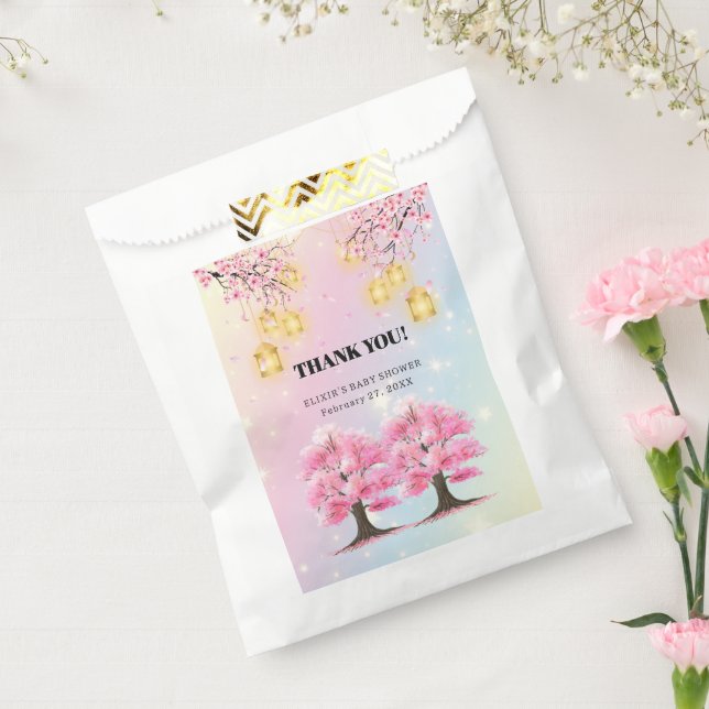 Sachets En Papier Baby shower Whimsical Sakura Cherry Blossom Tree (Scellé)