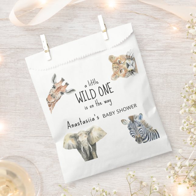 Sachets En Papier Baby shower Wild One Safari Animaux (Coupé)