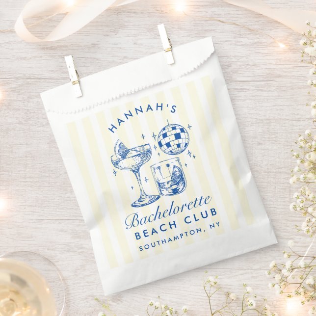 Sachets En Papier Bachelorette Retro Disco Cocktail Bleu & Rose (Coupé)
