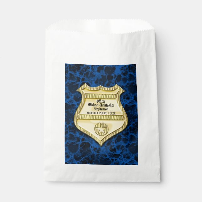 Sachets En Papier Badge Marbre Police Graduation/Retraite Party (Devant)