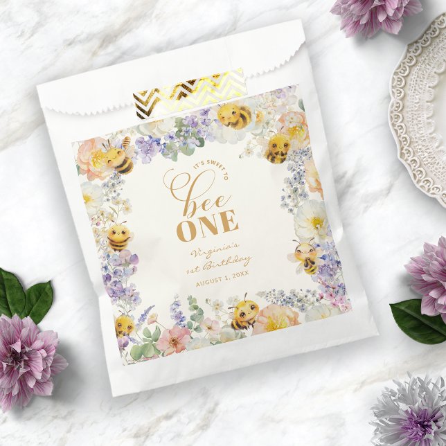 Sachets En Papier Baguettes de préférence pour l'anniversaire des ab (Bee Birthday Favor Bags
)