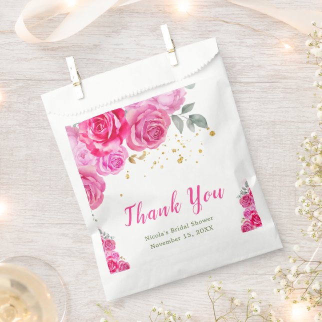 Sachets En Papier Bain de mariage floral rose chaud (Coupé)