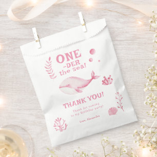 Sachets En Papier Baleine Rose Oneder la mer 1er anniversaire