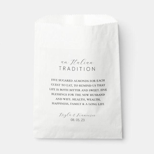 Sachets En Papier Balise de la tradition Mariage d'amande italienne  (Devant)
