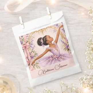Sachets En Papier Ballerine Afro-Américaine Anniversaire Floral Viol