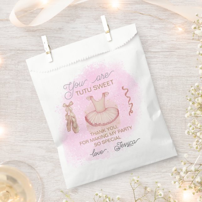 Sachets En Papier Ballet rose anniversaire merci pour (Coupé)