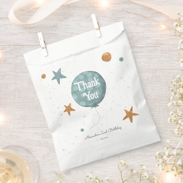 Sachets En Papier Ballons Bleus Cute 2e anniversaire (Coupé)