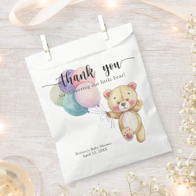 Sachets En Papier Ballons d'ours en peluche - merci (Coupé)