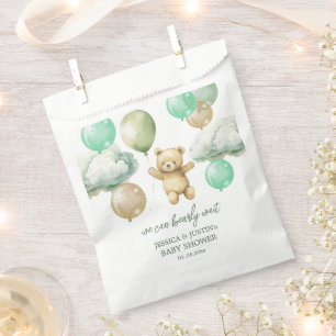 Sachets En Papier Ballons Ours Teddy Baby shower Ciel Vert