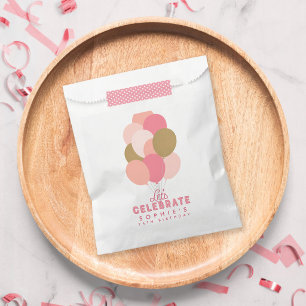 Sachets En Papier Ballons Rose Pâle Faisons la Fête Anniversaire
