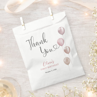 Sachets En Papier Ballons rose pastel fille Premier anniversaire Mer