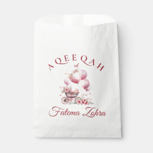 Sachets En Papier Balloon rose poussette bébé fille musulmane Aqiqah