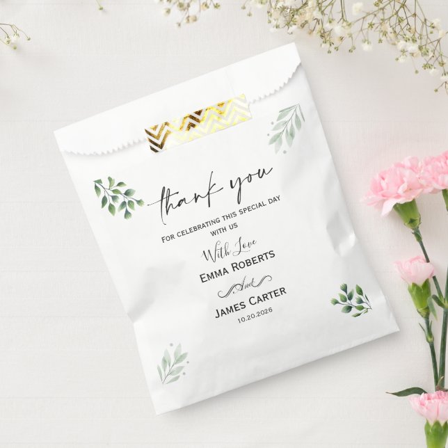 Sachets En Papier Ballotins verts Boho Leaf (Scellé)