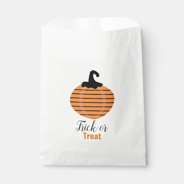 Sachets En Papier Bandes Citrouilles géométriques d'Halloween (Devant)