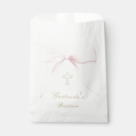 Sachets En Papier Baptême arc rose bébé fille en faveur tags