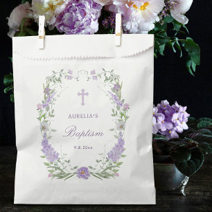 Sachets En Papier Baptême du cadre de lavande de Lilac floral