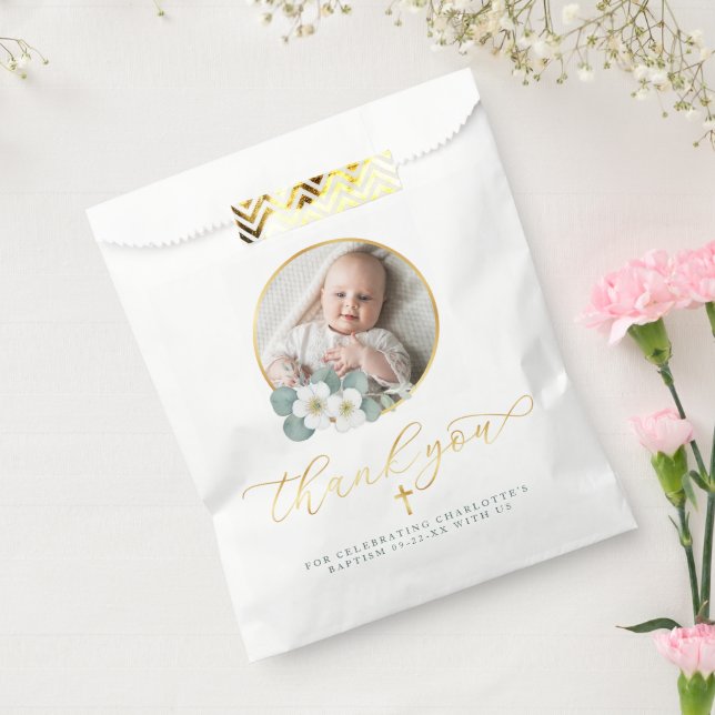 Sachets En Papier Baptême Favoriser Sac avec message Merci (Scellé)