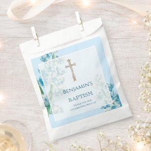 Sachets En Papier Baptême Fleur Bleue Favoriser Sac