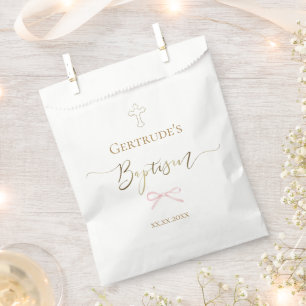 Sachets En Papier Baptême petit arc rose