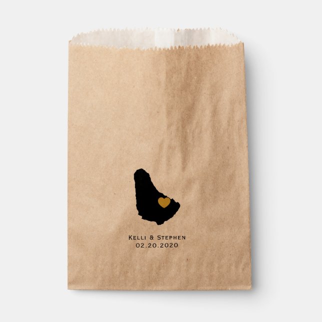 Sachets En Papier Barbade Mariage Favor Sacs, Treat Bags (Devant)