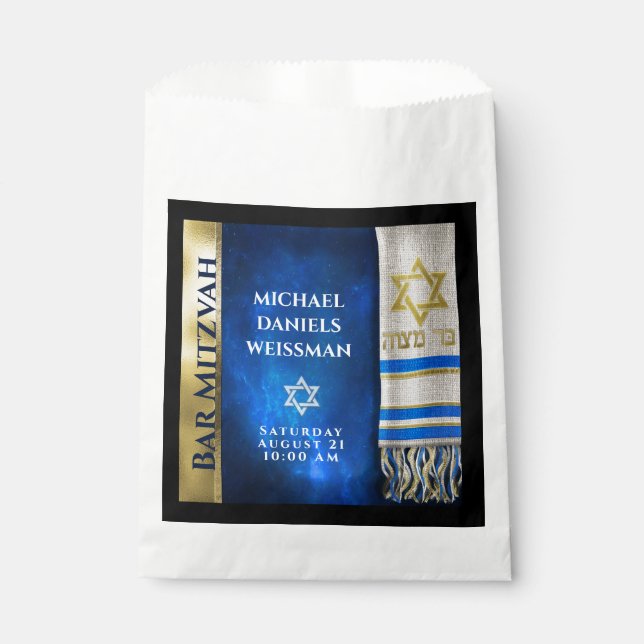 Sachets En Papier Barre Mitzvah Prière Shawl (Devant)