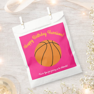 Sachets En Papier Basket-ball rose fête d'anniversaire