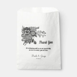 Sachets En Papier Beau Mariage de Fleurs Noir & Gris