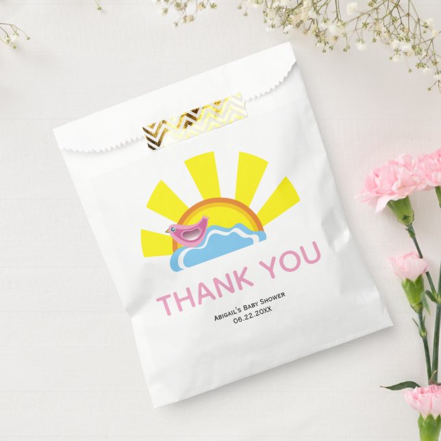 Sachets En Papier Beau oiseau et Baby shower soleil Merci (Scellé)