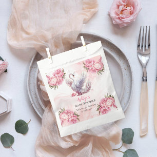 Sachets En Papier Beau Swan rose Floral Baby shower fille