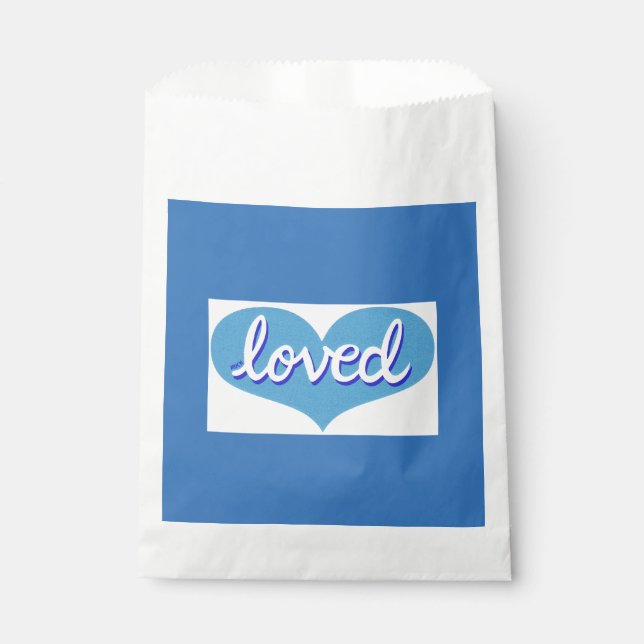 Sachets En Papier BEAUCOUP AIMÉ - Coeur d'amour bleu - (Devant)