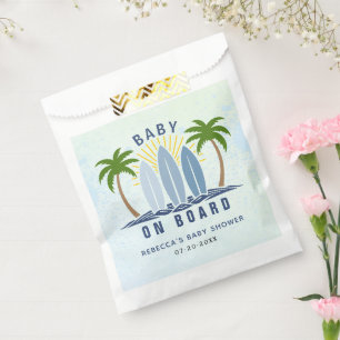 Sachets En Papier Bébé à bord surf splash bleu bébé garçon douche