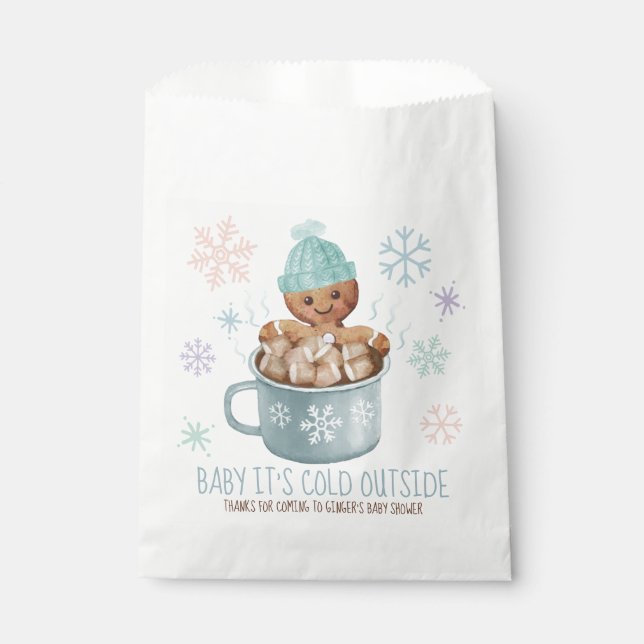 Sachets En Papier Bébé C'est froid Cookie & Cocoa Baby shower garçon (Devant)