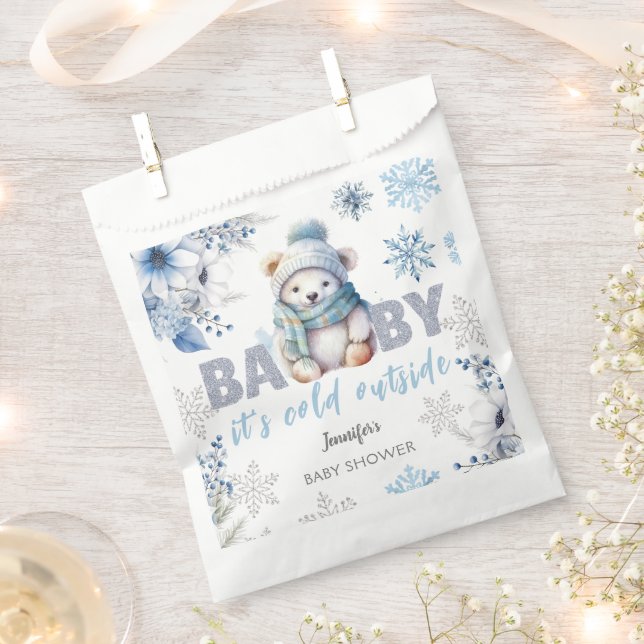 Sachets En Papier Bébé c'est froid dehors mignon Baby shower d'hiver (Coupé)