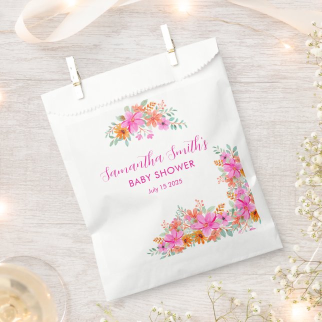 Sachets En Papier Bébé en Fleur douche fleurie d'été (Coupé)