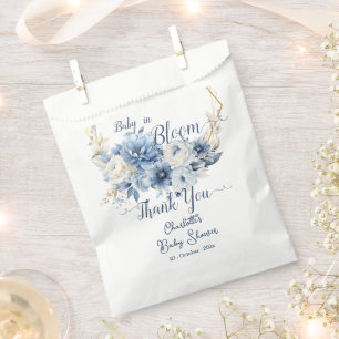 Sachets En Papier Bébé en fleurs Élégantes Fleurs Bleues Baby Shower