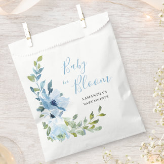 Sachets En Papier Bébé Floral Bleu Élégant Dans Douche Fleurie