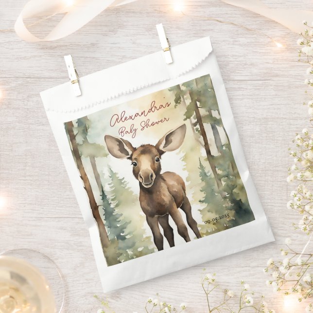 Sachets En Papier Bébé mignon Moose Baby shower neutre genre (Coupé)