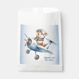 Sachets En Papier Bébé mignon Ours Pilote Avion Bleu Beau