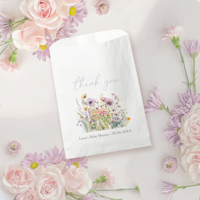 Sachets En Papier Bébé pourpre dans le Baby shower Fleur sauvage fle (Créateur téléchargé)