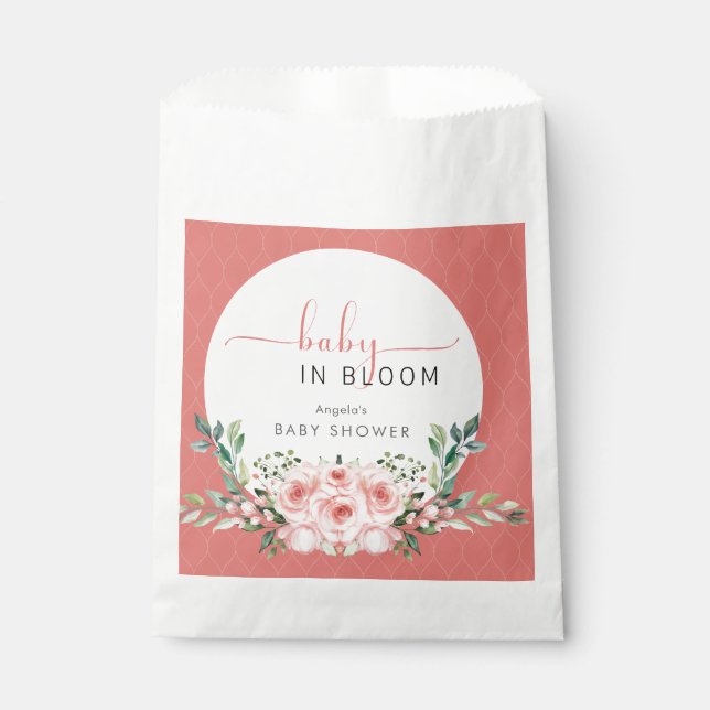 Sachets En Papier Bébé rose pâle dans douche fleurie (Devant)