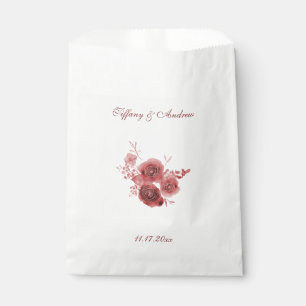 Sachets En Papier Belle aquarelle bordeaux et blanche fleurie