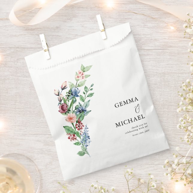 Sachets En Papier Belle aquarelle Floral Bouquet Mariage (Coupé)