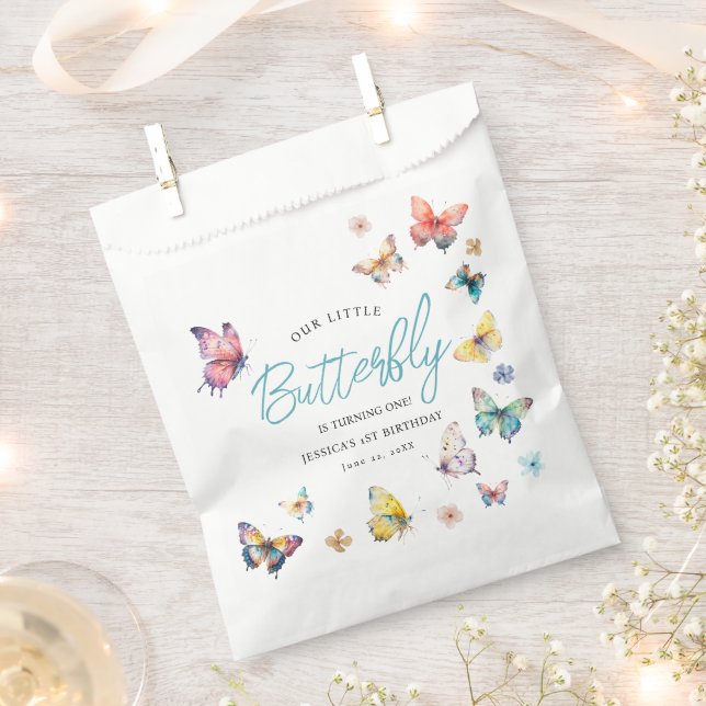 Sachets En Papier Belle fête d'anniversaire de la fille papillon (Coupé)